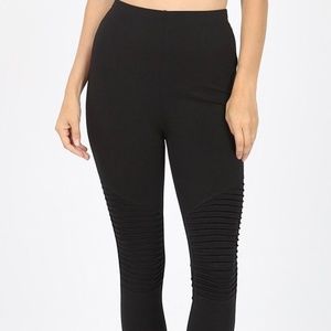 High Waist Black Moto Leggings